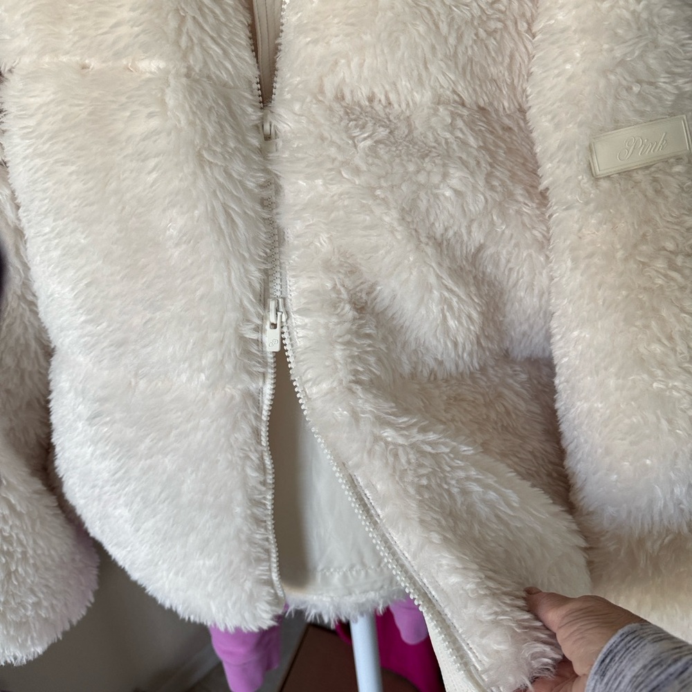 PINK Victoria's Secret Plush Teddy Jacket - Cream - Picture 7 of 10